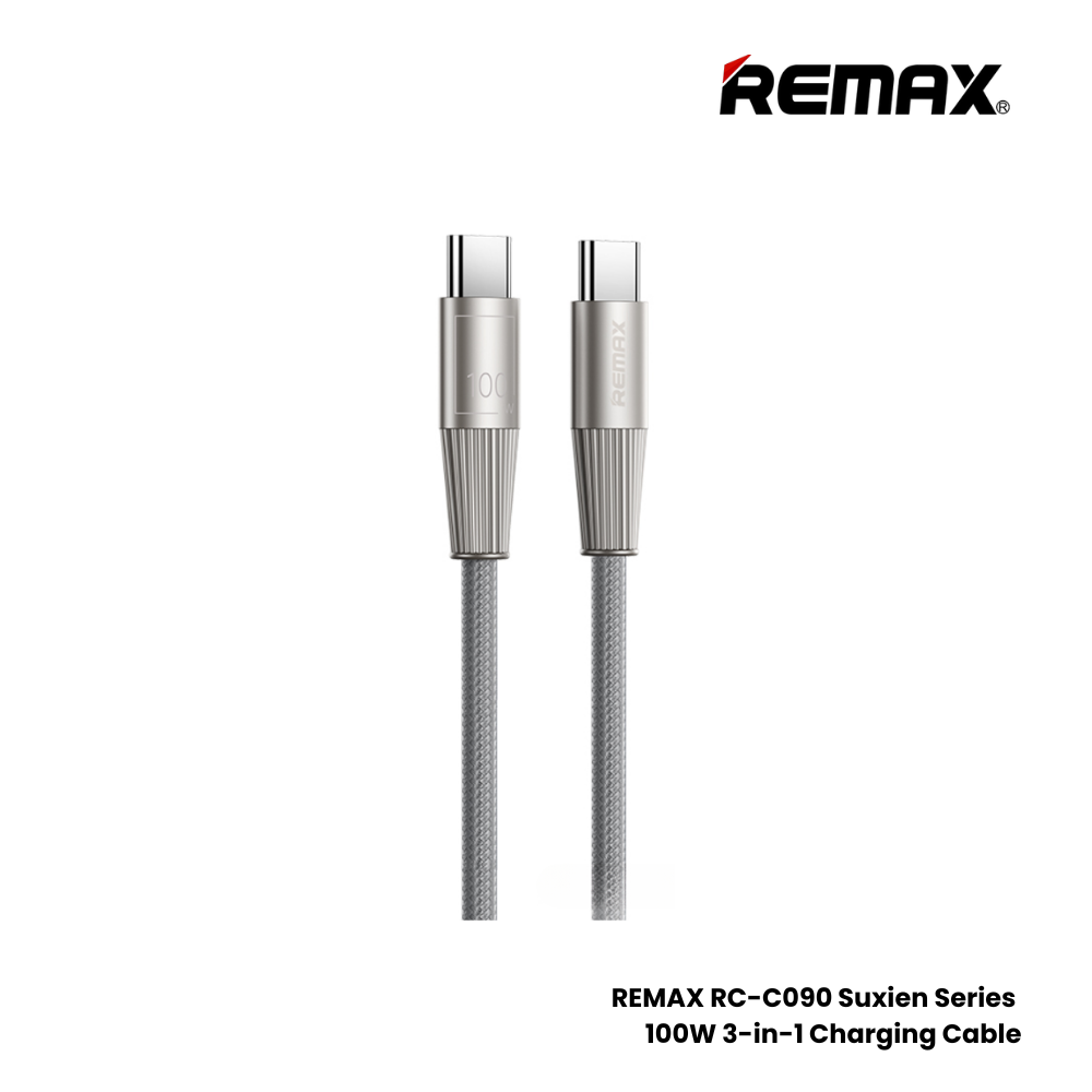 100W ( C to C )-REMAX RC-C106 C-C Infinity Series 100W Type-C to Type-C Fast Charging Data Cable - Silver Grey