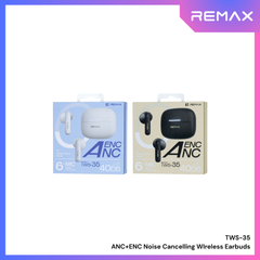 REMAX - TWS-35 ANC+ENC Six-Microphone Hybrid Noise-Canceling Music and Call Wireless Earbuds - Black