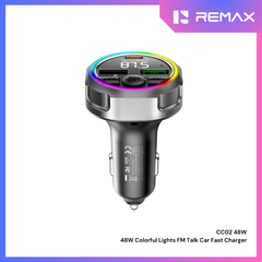REMAX - CC02 48W Colorful Light FM Talk Fast Car Charger - Black