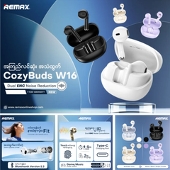 REMAX COZYBUDS W16 Lanmoon Series ENC Bluetooth Wireless Earbuds - Black