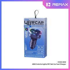 REMAX - CC02 45W Colorful Light FM Talk Fast Car Charger - Black