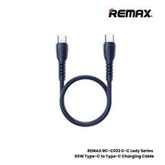 65W ( C to C )-REMAX RC-C022 C-C Ledy Series 65W Type-C to Type-C Fast Charging Data Cable - White