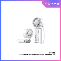 Remax - RS-SF28 10000mAh 2 In 1 Built-In Cable Power Bank Handheld Fan - White