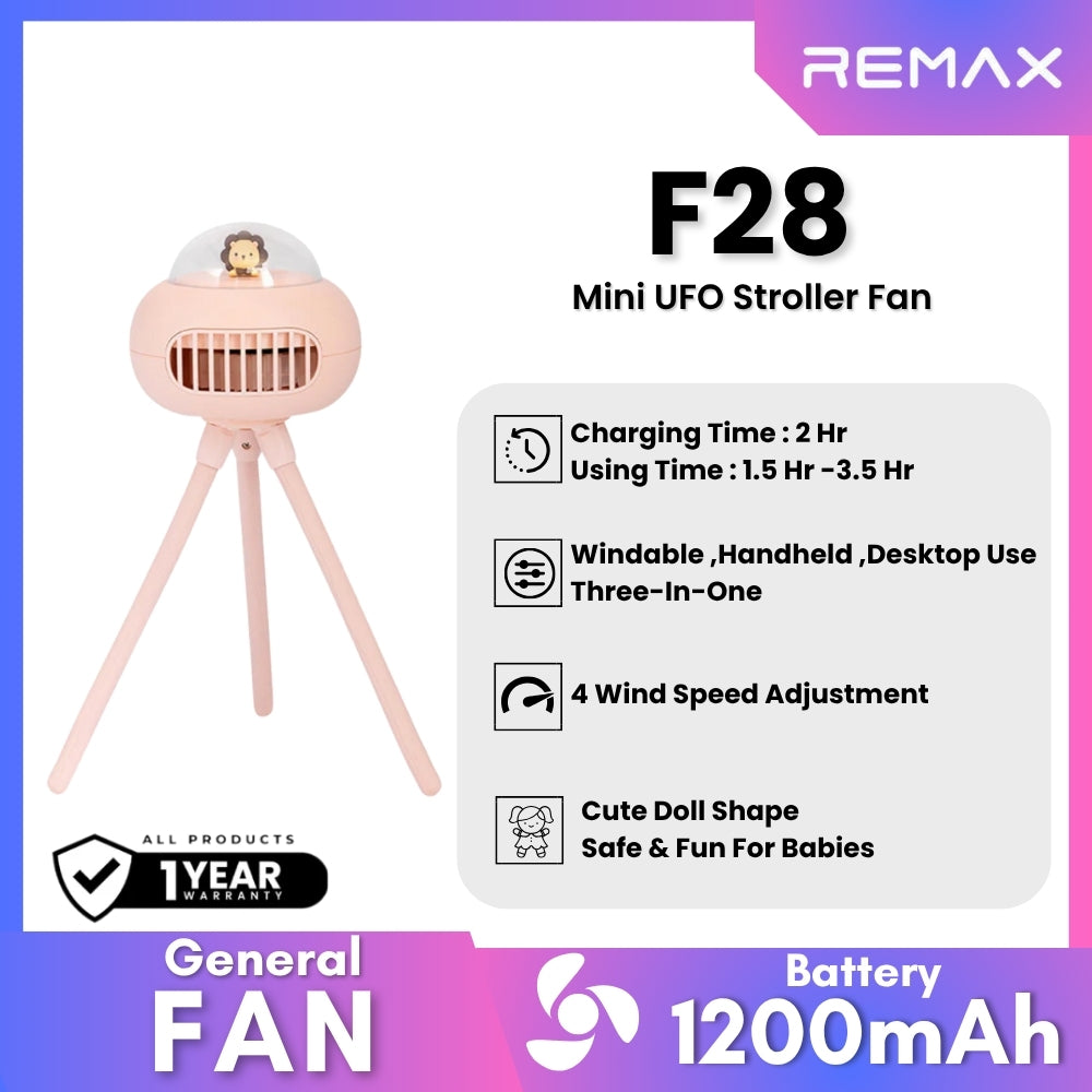 REMAX - F28  General UFO Stroller Fan - Pink