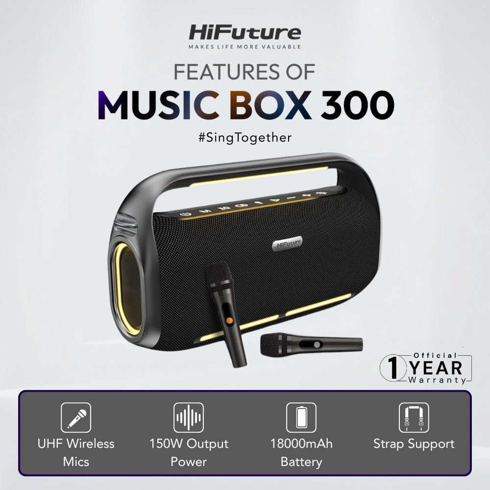 HiFuture - Music Box 300 Bluetooth Wireless Speaker ( 150W ) - Black