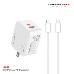 GADGET MAX - GC06 45W Super PD Charger Set With C-C 60W Cable - White