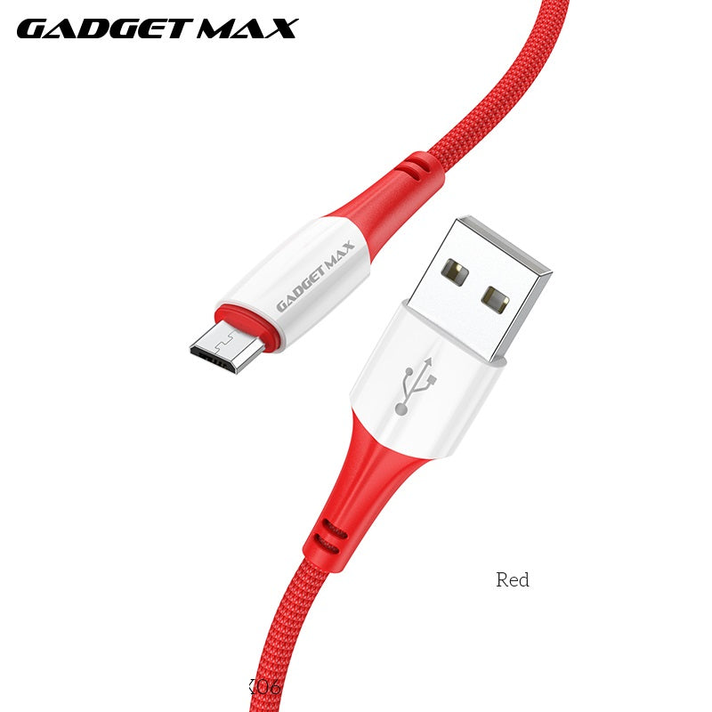 GADGET MAX GX06 MICRO 2.4A FAST CHARGING EXQUISITE & PRACTICAL DATA CABLE FOR MICRO (2.4A)(1M) - RED