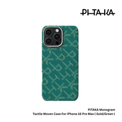 PITAKA - Monogram Tactile Woven Case For iPhone 16 Pro Max - Gold/Green