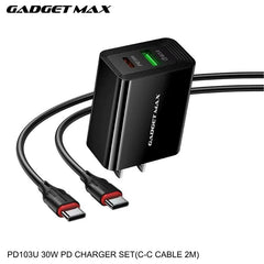 GADGET MAX - PD103U 30W PD (USB-A+USB-C)  Charger Set - Black