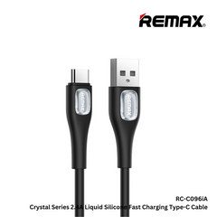 Remax RC-C096A Crystal Series 2.4A Liquid Silicone Fast Charging Type-C Data Cable - Black