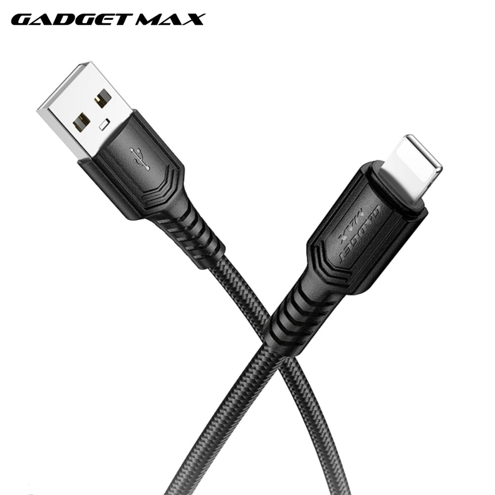 GADGET MAX - GX29 Woven Series USB To Lightning Charging Data Cable (2.4A) - Black