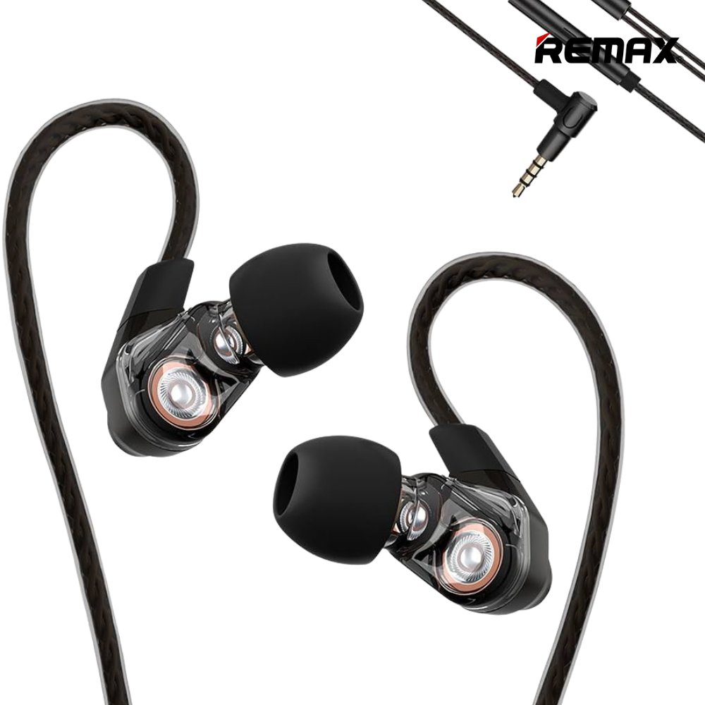 REMAX RM-580 4Speaker Earphone Wired Earphone ,Best wired earphone with mic ,Hifi Stereo Sound Wired Headset ,sport wired earphone ,3.5mm jack wired earphone ,3.5mm headset for mobile phone ,universal 3.5mm jack wired earphone