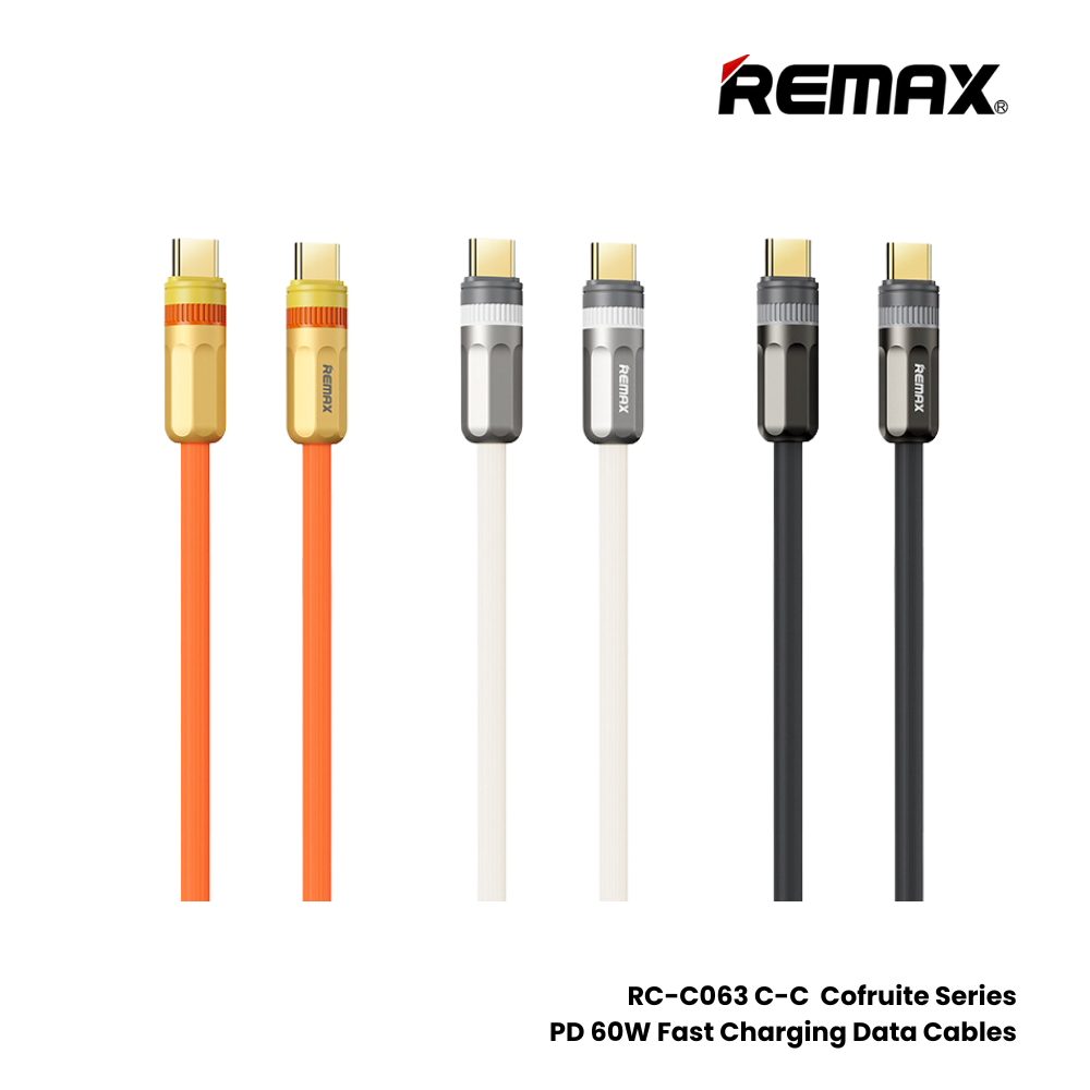 60W ( C to C )-REMAX RC-C063 Cofruite Series 60W Type-C to Type-C PD Fast Charging Data Cable - White