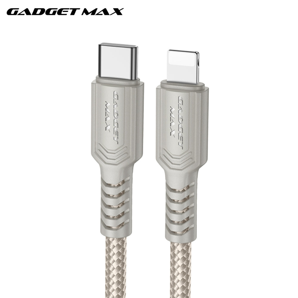 GADGET MAX - GX29 C-L Woven Series Type-C To Lightning Fast Charging Data Cable (27W) - Grey