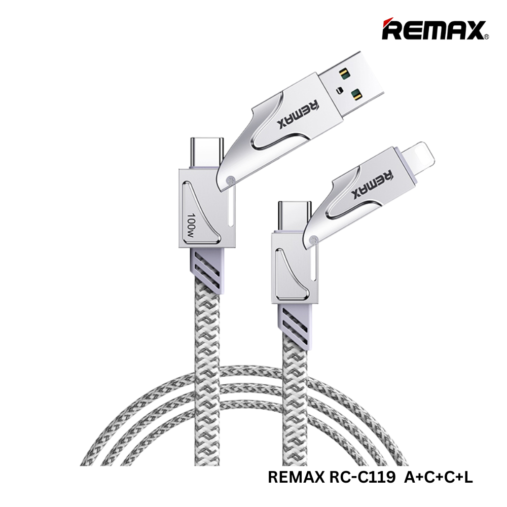 REMAX ZOUS Series 100W Zinc Alloy 2 in 2 reflective Braided Fast Charging Data Cable RC-C119