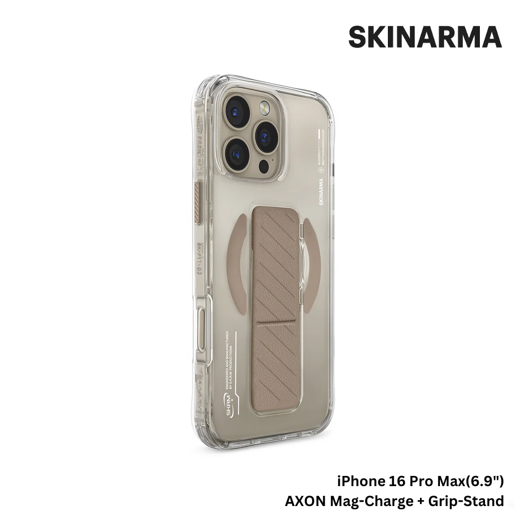 Skinarma iPhone 16 Pro Max 6.9" AXON Mag-Charge and Grip-Stand Case - Champagne