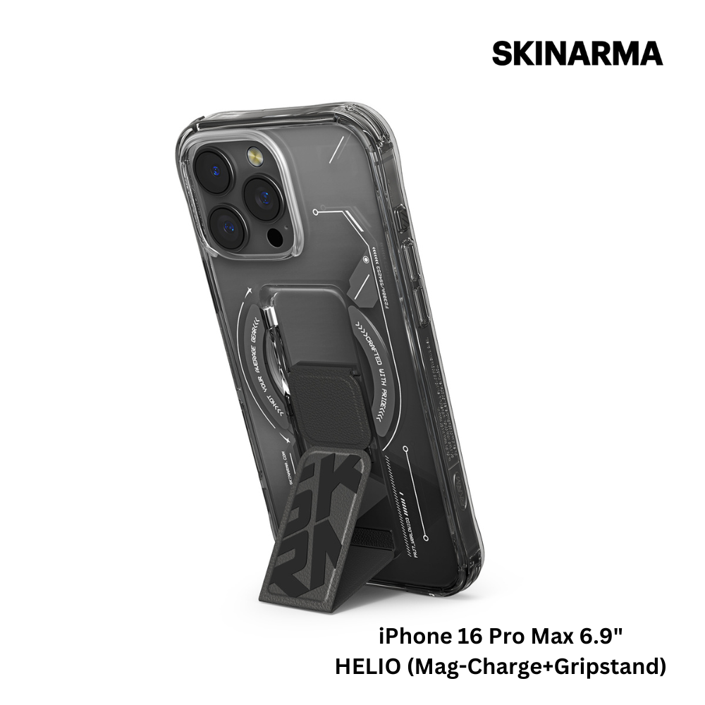 Skinarma iPhone 16 Pro Max 6.9" Helio (Mag-Charge+Gripstand) Case - Black