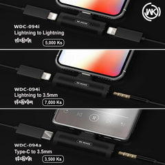 WK WOLIM SERIES AUDIO ADAPATER CABLE WDC-094I IPH TO IPH,lightning to lightning adapter  , Lightning Connector Adapter , iPhone  lightning adapter ,  iPhone Audio Jack Splitter , iPhone Audio adapter ,  Audio Connector for iPhone