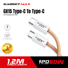 GADGET MAX GX15 FAST CHARGING TYPE-C TO TYPE-C CHARGING DATA CABLE PD(60W) (1.2M) - ROSE GOLD