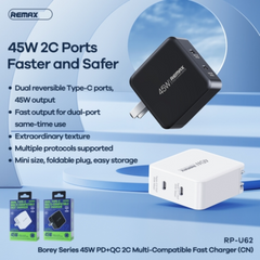 Remax RP-U62 Borey Series 45W PD+QC Multi-Compatible Fast Charger - White