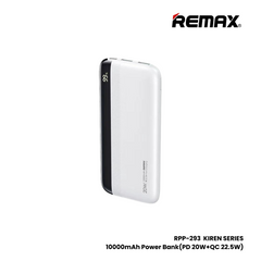 REMAX RPP-293 Kiren Series 10000mAh PD+QC Fast Charging Power Bank(PD 20W+QC 22.5W) - White