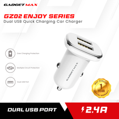 GADGET MAX GZ02 ENJOY SERIES 2.4A  DUAL USB OUTPUT PORT FAST CHARGING CAR CHARGER (2USB)