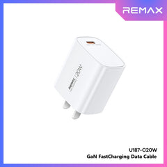 REMAX - U187 PD Gan Fast Charger (20W) - White