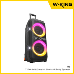 [ Pre-Order ] W-KING - T12 270W RMS With Subwoofer Bass Powerful Bluetooth Party Speaker