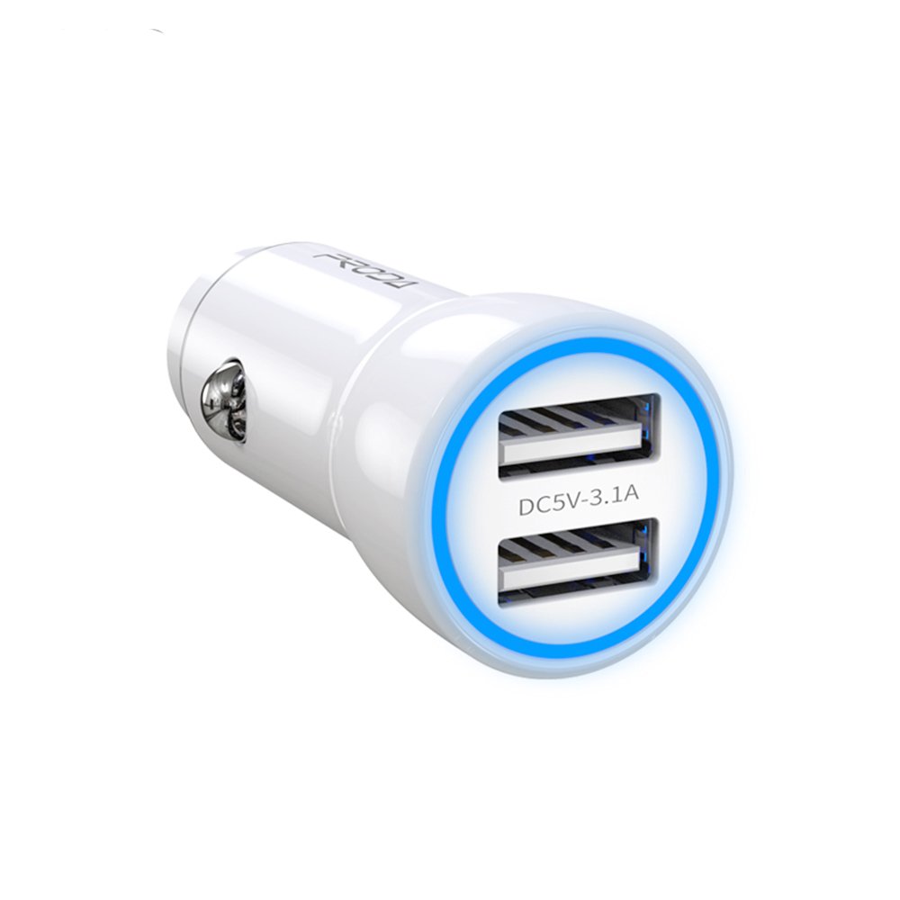 PRODA CAR CHARGER PD-C28 PIONEER SERIES DUAL USB LED LIGHT (3.1A) - White