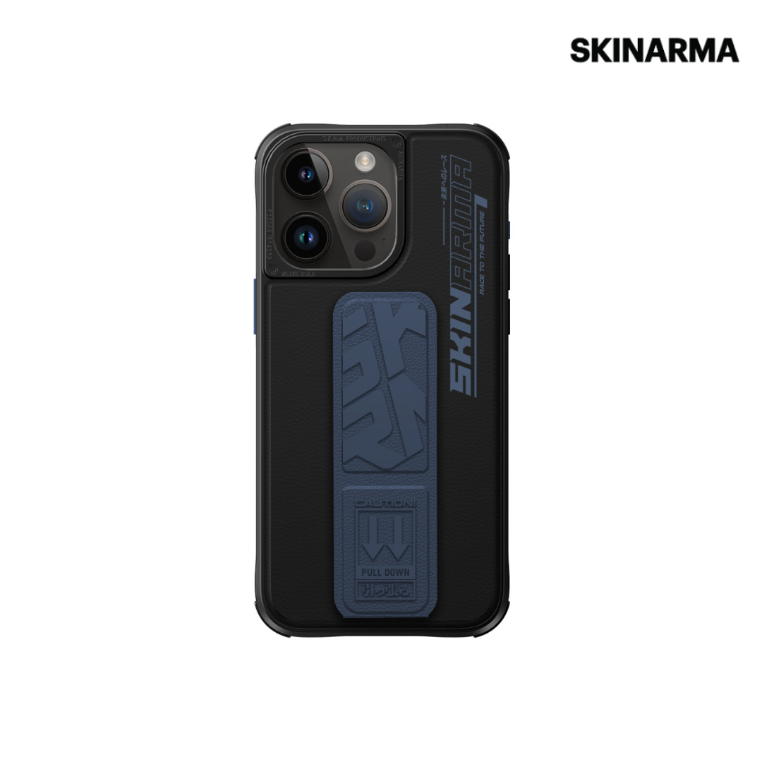 Skinarma iPhone 15 Pro Max Slate (Grip-Stand) Case - Blue