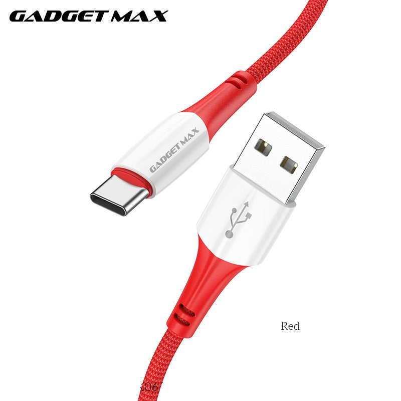 GADGET MAX GX06 TYPE-C  2.4A FAST CHARGING EXQUISITE & PRACTICAL DATA CABLE FOR TYPE-C (2.4A)(1M) - RED