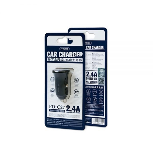 PRODA CAR CHARGER PD-C27 PAUL SERIES DUAL USB (2.4A) - Black