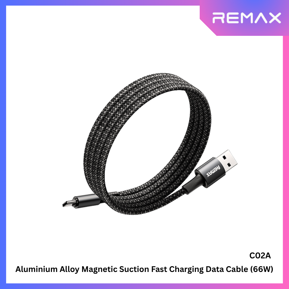 REMAX - C02A Magnetic Suction USB To Type-C Fast Charging Data Cable (66W) - Black