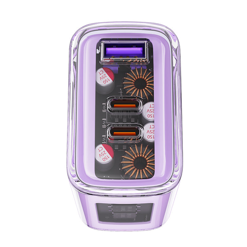 ACEFAST A47 SPARKLING SERIES PD65W GAN (2*USB-C+USB-A) CHARGER - PURPLE ALFALFA