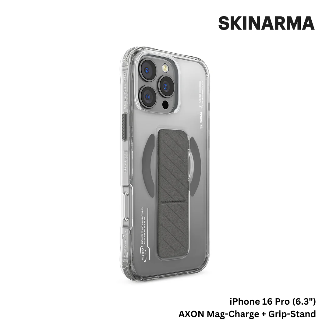 Skinarma iPhone 16 Pro 6.3" AXON Mag-Charge and Grip-Stand Case - Titanium