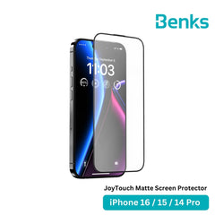 BENKS - JoyTouch Matte Screen Protector - IPhone 16 / 15 / 14 Pro (Black)
