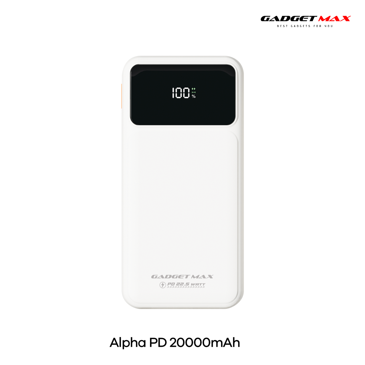 GADGET MAX - GB105 Alpha PD 20000mAh PD+QC Fast Charging Digital Power Bank ( 20W+22.5W ) - White