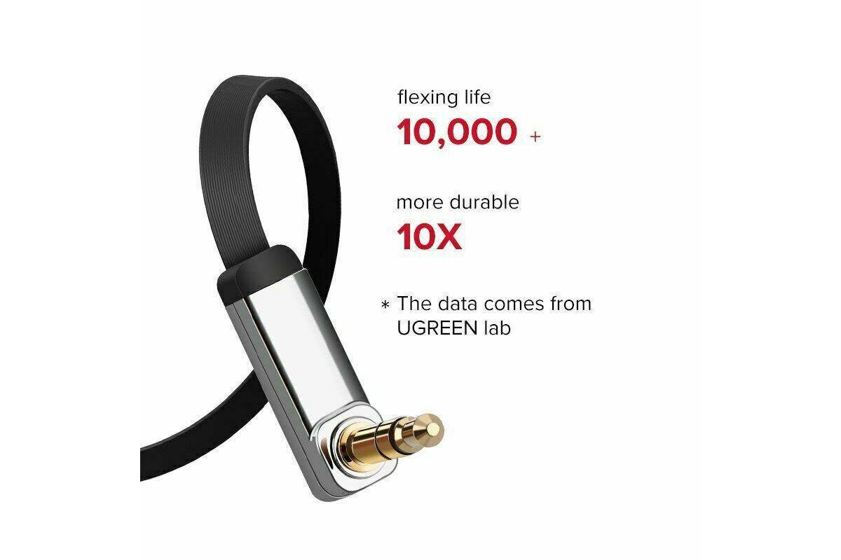 UGREEN (AV119) 3.5mm Male to 3.5mm Male Elbow Audio Connector Adapter Cable Gold-plated Port Car AUX Audio Cable - 5M