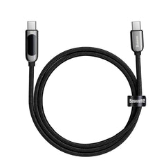 BASEUS DISPLAY FAST CHARGING DATA CABLE TYPE-C TO TYPE-C 100W (2m) - Grey + Black