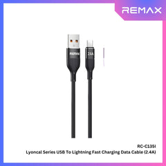 REMAX - RC-C135i Lyoncal Series USB to Lightning Fast Charing Data Cable ( 2.4A ) - Black
