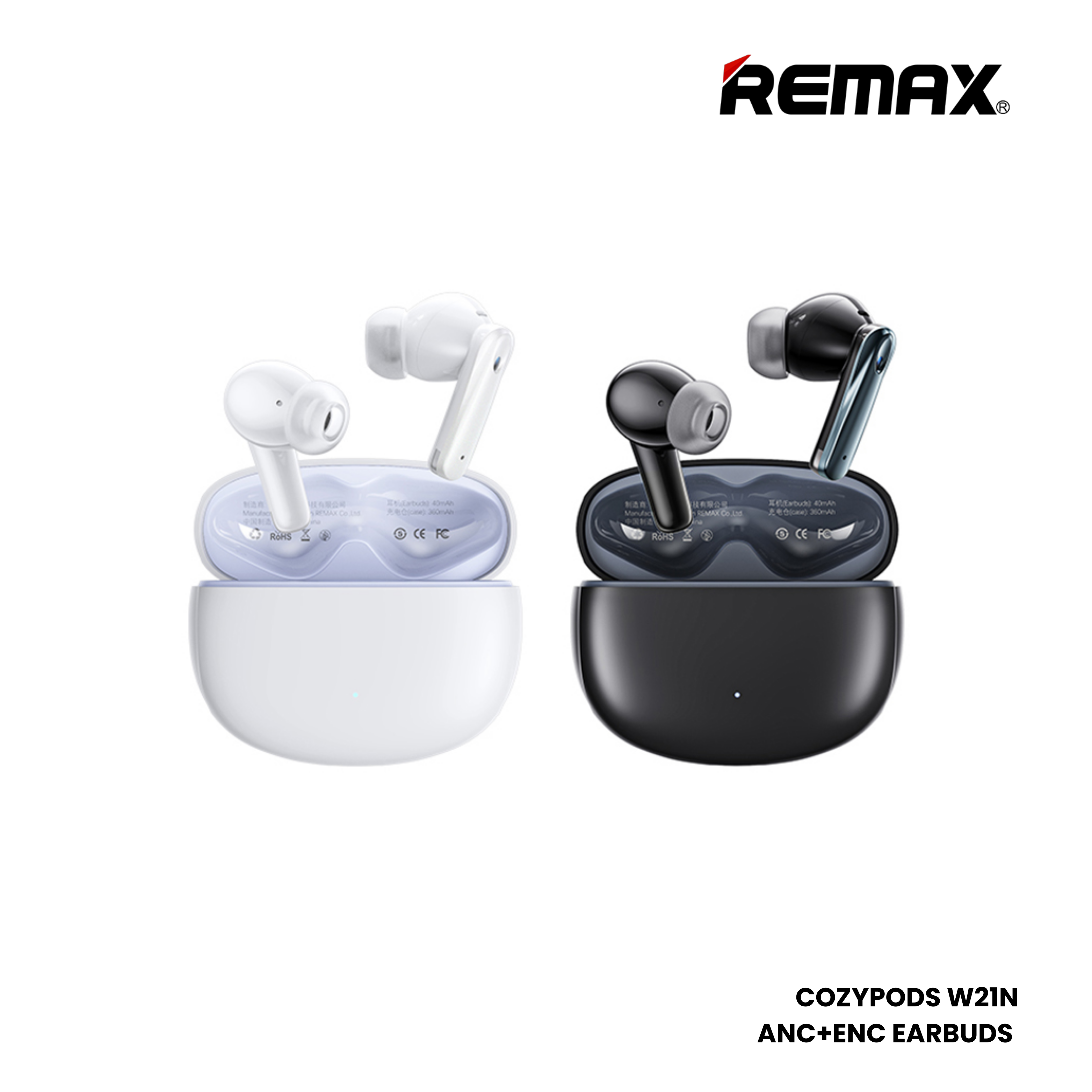 REMAX COZYPODS W21N Vansiang Series ANC+ENC Bluetooth Wireless Earbuds - Black