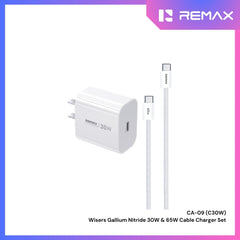 REMAX - CA09 C-C C30W Wisers Gallium Nitride & PD 65W Cable Charger Set - White