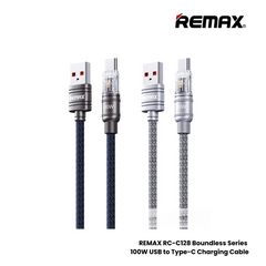 100W ( Type-C )-REMAX RC-C128A Boundless Series 100W USB to Type-C Fast Charging Data Cable - Blue