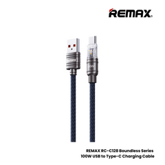 100W ( Type-C )-REMAX RC-C128A Boundless Series 100W USB to Type-C Fast Charging Data Cable - Blue