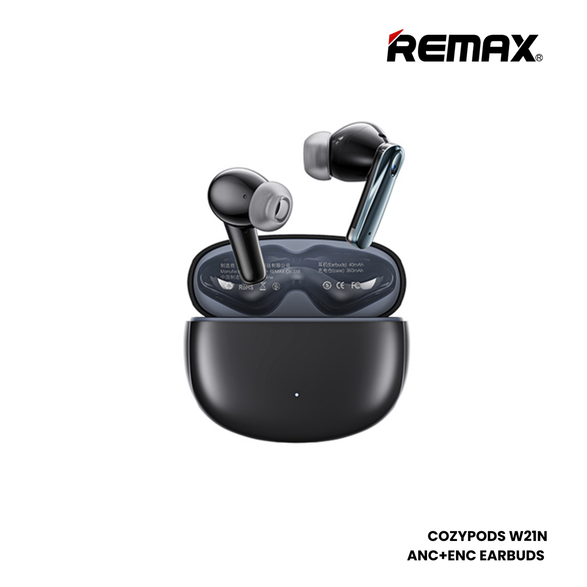 REMAX COZYPODS W21N Vansiang Series ANC+ENC Bluetooth Wireless Earbuds - Black