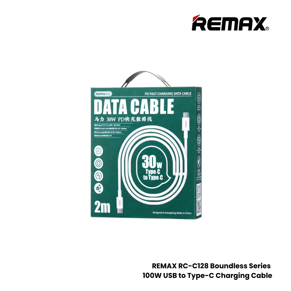 100W ( Type-C )-REMAX RC-C128A Boundless Series 100W USB to Type-C Fast Charging Data Cable - Silver Grey