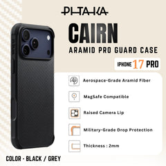 PITAKA - Aramid Pro Guard ( Cairn ) Case For iPhone 17 Pro - Black / Grey