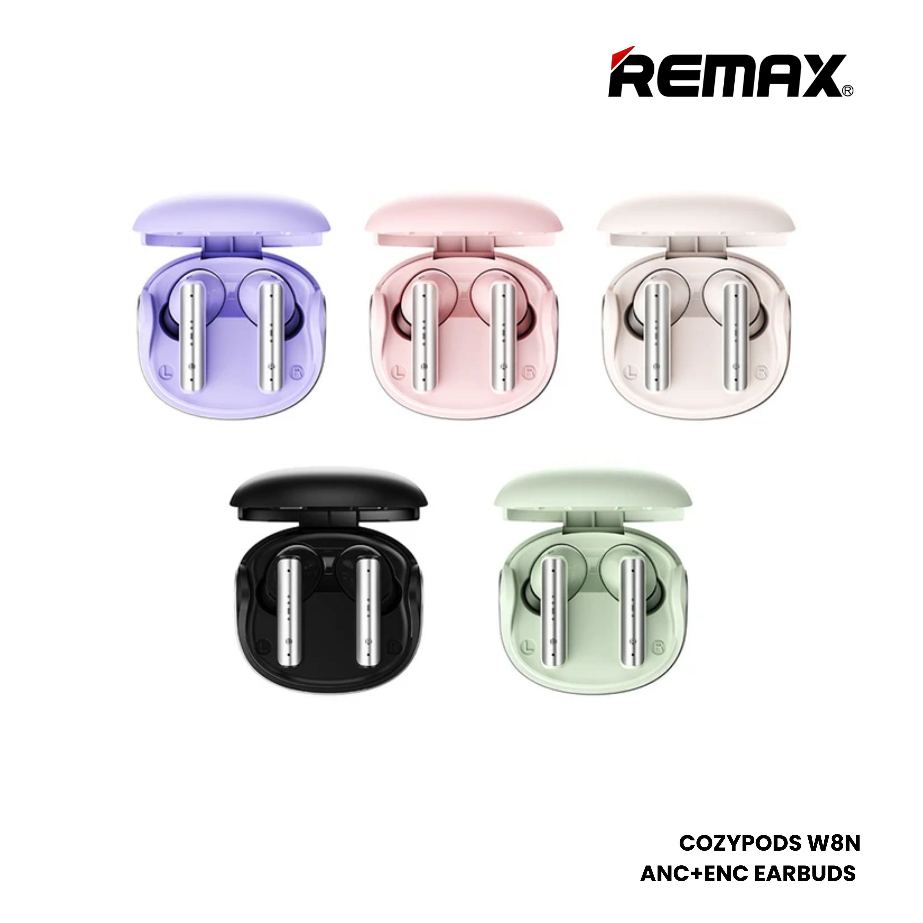 REMAX COZYPODS W8N Vansiang Series ANC+ENC Bluetooth Wireless Earbuds - White