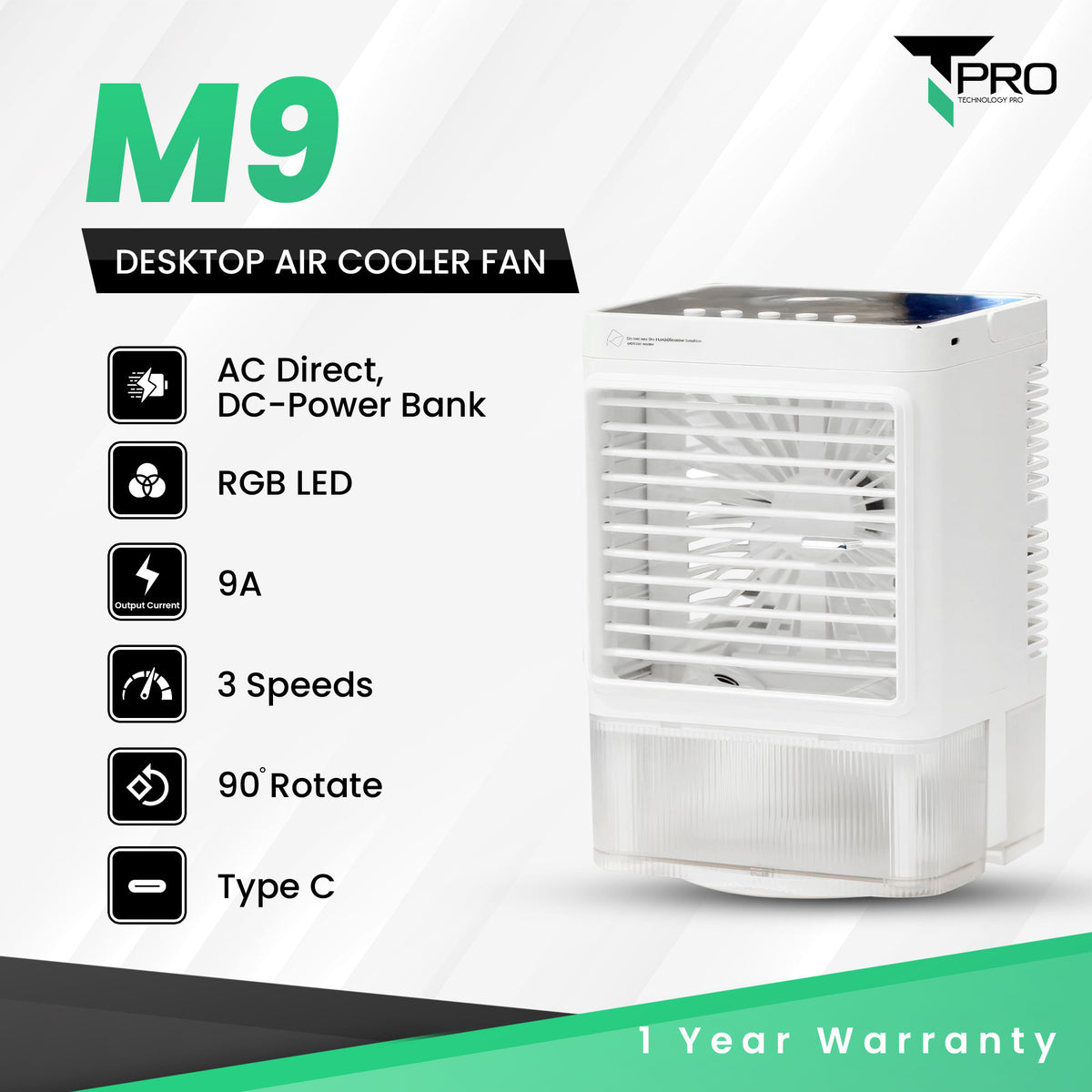 T PRO M9 DESKTOP AIR COOLER FAN (9W)