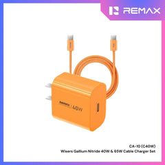 REMAX - CA10 C-C C40W Wisers Gallium Nitride & PD 65W Cable Charger Set - Orange